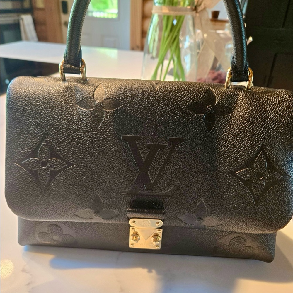 Louis Vuitton Madeleine Black Embossed Leather Top-Handle Satchel-Gold Hardware - Picture 8 of 16